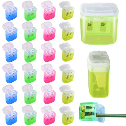 24pcs Bleistiftschärfer mit Deckel 2x2x1 '' Bleistiftschärfer Masse mit zwei Größen Plastikhandbuch Schärfer für Kinder, Schüler, Lehrer und Künstler 24pcs Bleistiftschärfer mit Deckel 2x2x1 '' Bleistiftschärfer Masse mit zwei Größen Plastikhandbuch Schärfer für Kinder, Schüler, Lehrer und Künstler von Nuelreva