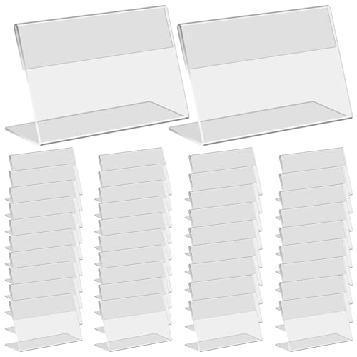 40pcs Acrylschildhalter L-Shape 1, 6x2, 4 Zoll Etikett Inhalter Price Card Display Requent von Nuelreva