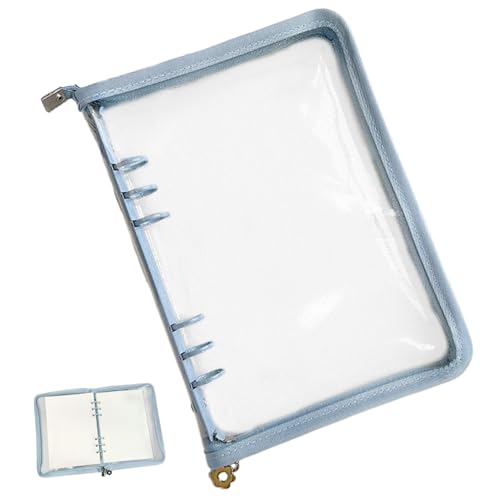A5 Binder, 9.96x7.28in Tasche 6 Ring Binder PVC Notebook -Abdeckung mit Reißverschluss, wasserdichtes A5 6 Ring Reißverschluss Brieftasche für Cash Budget -System, Journaling, Planer (Blau) von Nuelreva