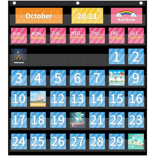 Klassenzimmerkalender -Taschenkarte, 25x24 -Zoll -Klassenzimmerkalender mit 104 Karten, Hängepocket -Charts mit Haken, für Homeschool SuppliesCalendar Klassenzimmerkalender -Taschenkarte, 25x24 -Zoll -Klassenzimmerkalender mit 104 Karten, Hängepocket -Charts mit Haken, für Homeschool SuppliesCalendar von Nuelreva