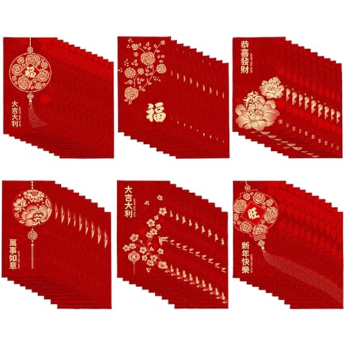 Rote Umschläge 60 PCs 2025 Mondjahr der Schlangengeldumschläge für Cash 6 Style Flower Muster Chinesisches Geldumschläge für Spring Festival, Lucky Red Rote Umschläge 60 PCs 2025 Mondjahr der Schlangengeldumschläge für Cash 6 Style Flower Muster Chinesisches Geldumschläge für Spring Festival, Lucky Red von Nuelreva