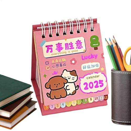 2025 Desk Calendar, Cartoon Desk Calendar 2025, Small Desktop Calendar With Double-Wire Binding, Efficient Planning And Easy Tracking Calendar, Portable Desktop Calendar For Home And Workspaces von Nuhjytgf
