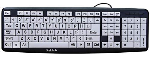 Nuklz N Großflächige Computertastatur | Sehbehinderte Tastatur | kontrastreiche schwarze und weiße Tasten erleichtern das Tippen | perfekt für Senioren und diejenigen, die einfach tippen lernen Nuklz N Großflächige Computertastatur | Sehbehinderte Tastatur | kontrastreiche schwarze und weiße Tasten erleichtern das Tippen | perfekt für Senioren und diejenigen, die einfach tippen lernen von Nuklz N