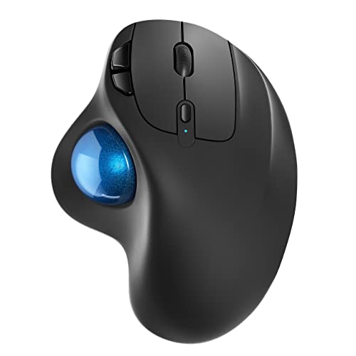 Nulea M501 Kabellose Trackball Maus, Wiederaufladbare Ergonomische Maus, Präzises und Reibungsloses Tracking, 3-Geräte-Verbindung (Bluetooth oder 2,4G USB-Empfänger), Kompatibel für Mac, Windows. von Nulea