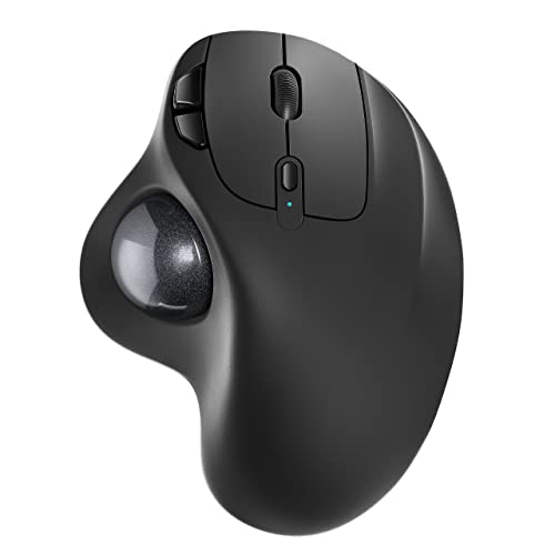 Nulea M501 Kabellose Trackball Maus, Wiederaufladbare Ergonomische Maus, Präzises und Reibungsloses Tracking, 3-Geräte-Verbindung (Bluetooth oder USB), Kompatibel für PC, Laptop, Mac, Windows. von Nulea