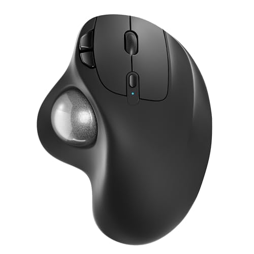 Nulea M501 Kabellose Trackball Maus, Wiederaufladbare Ergonomische Maus, Präzises und Reibungsloses Tracking, 3-Geräte-Verbindung (Bluetooth oder USB), Kompatibel für PC, Laptop, Mac, Windows. von Nulea