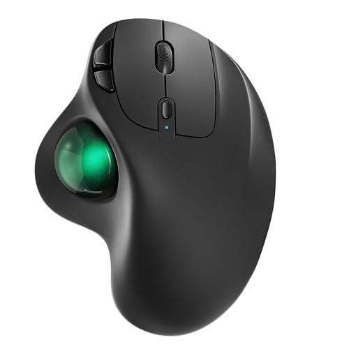 Nulea M501 Kabellose Trackball Maus, Wiederaufladbare Ergonomische Maus, Präzises und Reibungsloses Tracking, 3-Geräte-Verbindung (Bluetooth oder USB), Kompatibel für PC, Laptop, Mac, Windows. von Nulea