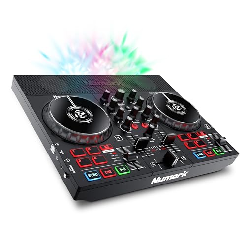 Numark Party Mix Live – DJ Controller Mischpult mit eingebauten Lautsprechern, Lichtshow; unterstützt direktes Streaming von TIDAL, SoundCloud u. mehr von Numark
