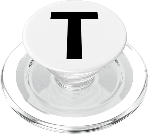 Buchstabe T in schwarz beidseitig aus der Alphabet-Serie PopSockets PopGrip für MagSafe von Numbers and Letters