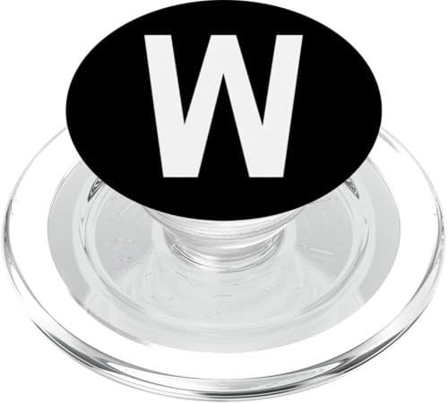 Buchstabe W in weiß beidseitig aus der Serie Alphabet PopSockets PopGrip für MagSafe von Numbers and Letters