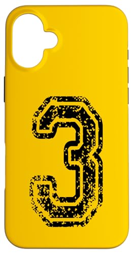 Nummer 3 Sportstyle in grungy black Hülle für iPhone 16 Plus von Numbers and Letters