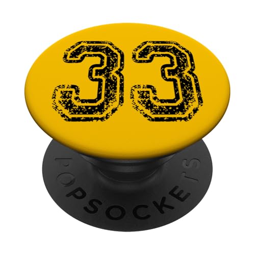 Nummer 33 Grungy Sports Team Stil – beide Seiten PopSockets Klebender PopGrip von Numbers and Letters