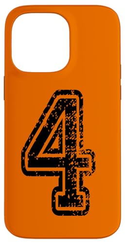 Nummer 4 Sportstyle in grungy black Hülle für iPhone 14 Pro Max von Numbers and Letters