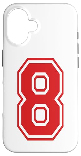 Nummer 8 Sportstyle in Rot Hülle für iPhone 16 Nummer 8 Sportstyle in Rot Hülle für iPhone 16 von Numbers and Letters