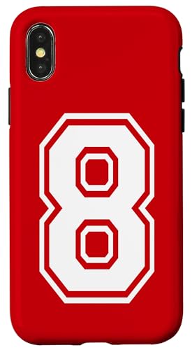 Nummer 8 Sportstyle in Weiß Hülle für iPhone X/XS von Numbers and Letters