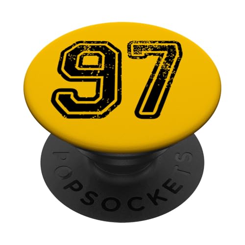 Nummer 97 Grungy Sports Team PopSockets Klebender PopGrip von Numbers and Letters