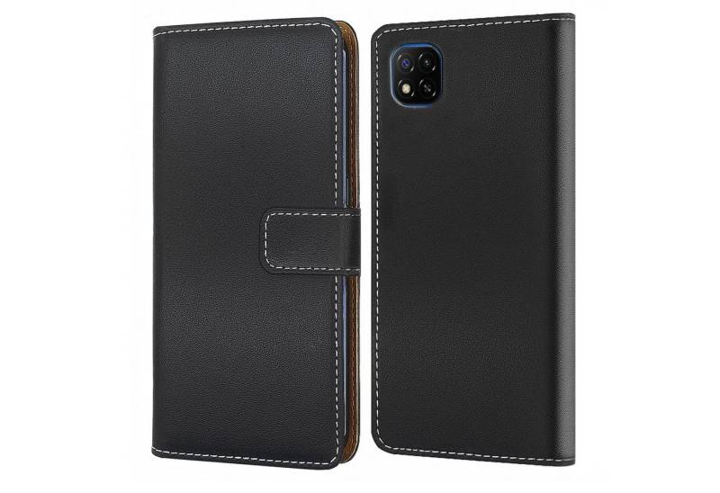 Numerva Handyhülle Bookstyle Etui Handytasche Schutzhülle für Xiaomi Redmi 9C / 9C NFC, Klapphülle Flip Cover Schwarz von Numerva
