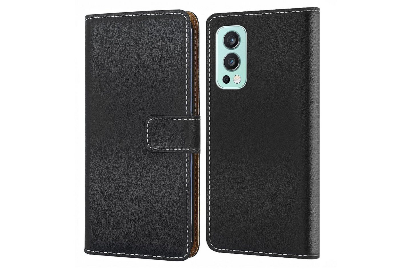 Numerva Handyhülle Bookstyle Etui Handytasche für OnePlus Nord 2 5G, Schutzhülle Klapphülle Flip Cover Schwarz von Numerva