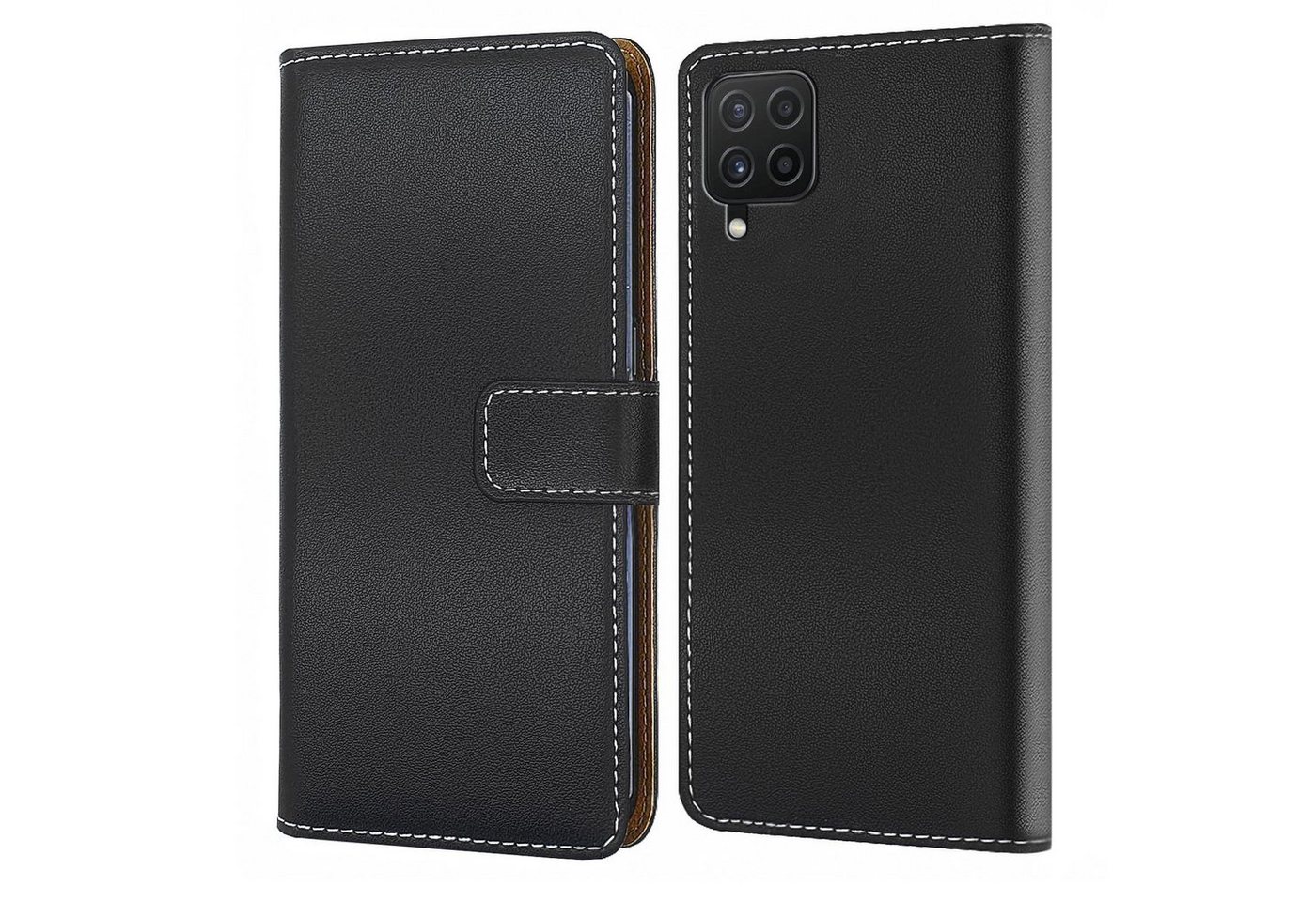 Numerva Handyhülle Bookstyle Etui Handytasche für Samsung Galaxy A22 Samsung Galaxy A22, Klapphülle Flip Cover Schwarz von Numerva