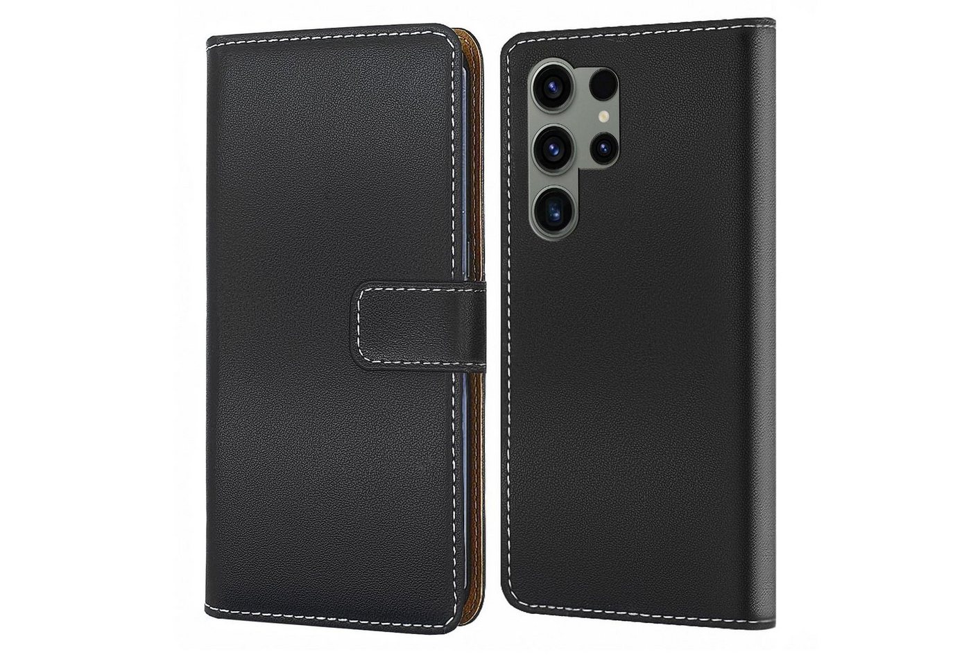 Numerva Handyhülle Bookstyle Etui Handytasche für Samsung Galaxy S23 Ultra, Schutzhülle Klapphülle Flip Cover Schwarz von Numerva