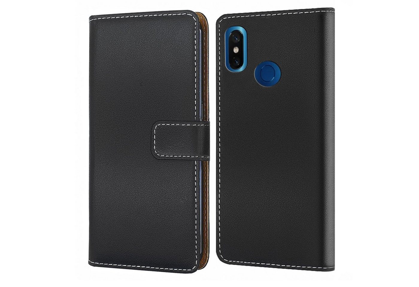 Numerva Handyhülle Bookstyle Etui Handytasche für Xiaomi Mi 8, Schutzhülle Klapphülle Flip Cover Schwarz von Numerva