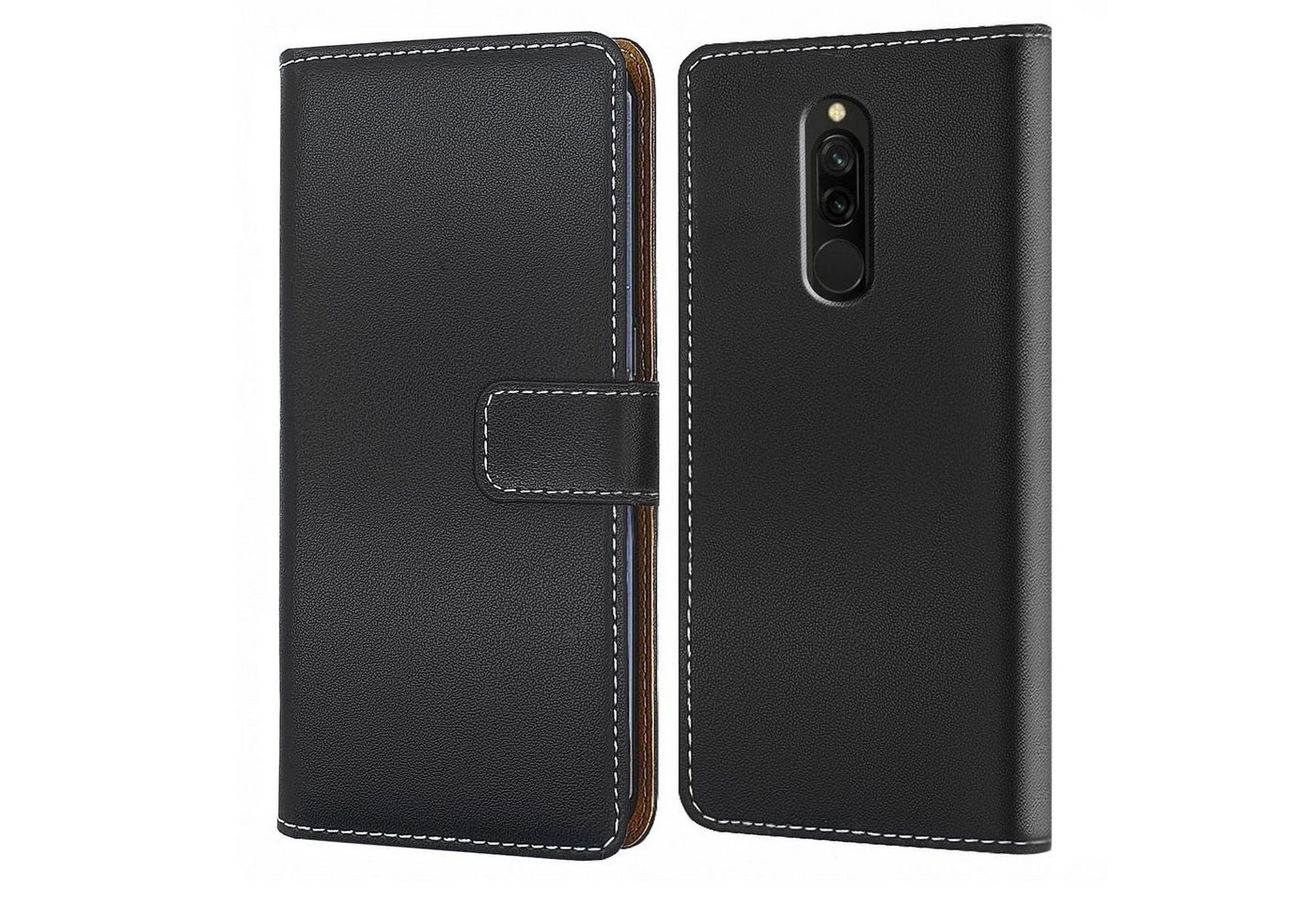 Numerva Handyhülle Bookstyle Etui Handytasche für Xiaomi Redmi 8, Schutzhülle Klapphülle Flip Cover Schwarz von Numerva