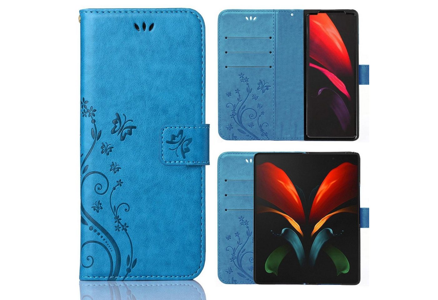 Numerva Handyhülle Bookstyle Flower Handytasche Schutzhülle für Samsung Galaxy Z Fold 3, Klapphülle Flip Cover mit Blumenmuster von Numerva