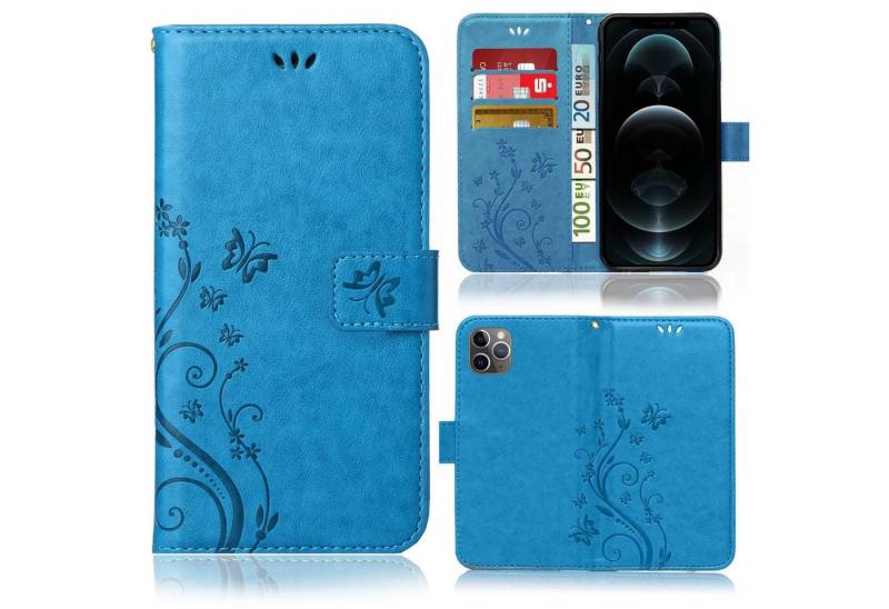 Numerva Handyhülle Bookstyle Flower für Apple iPhone 12 Pro Max, Handy Tasche Schutzhülle Klapphülle Flip Cover mit Blumenmuster von Numerva