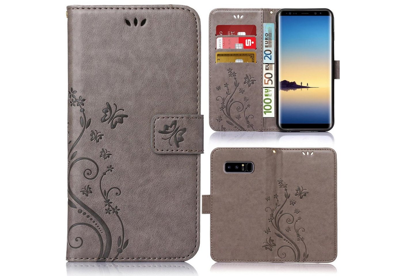 Numerva Handyhülle Bookstyle Flower für Samsung Galaxy S10e, Handy Tasche Schutzhülle Klapphülle Flip Cover mit Blumenmuster von Numerva