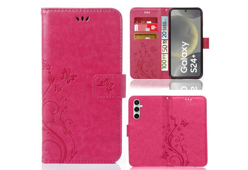 Numerva Handyhülle Bookstyle Flower für Samsung Galaxy S24 Plus, Handy Tasche Schutzhülle Klapphülle Flip Cover mit Blumenmuster von Numerva