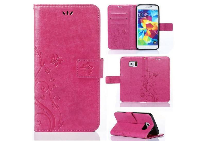 Numerva Handyhülle Bookstyle Flower für Samsung Galaxy S5 / S5 Neo, Handy Tasche Schutzhülle Klapphülle Flip Cover mit Blumenmuster von Numerva