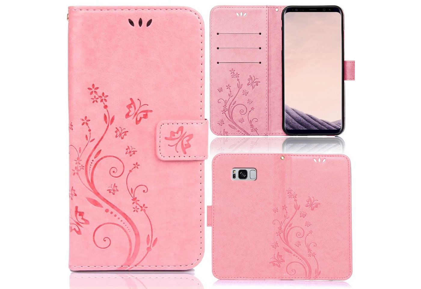 Numerva Handyhülle Bookstyle Flower für Samsung Galaxy S8, Handy Tasche Schutzhülle Klapphülle Flip Cover mit Blumenmuster von Numerva