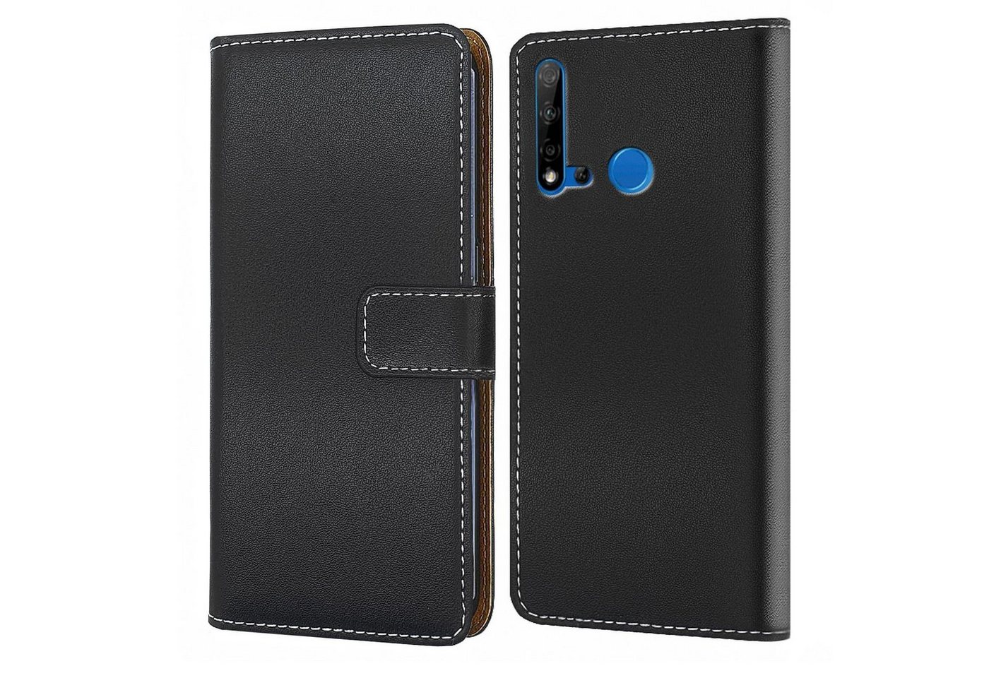 Numerva Handyhülle Bookstyle Handytasche für Huawei P20 Lite 2019, Schutzhülle Klapphülle Flip Cover Schwarz von Numerva