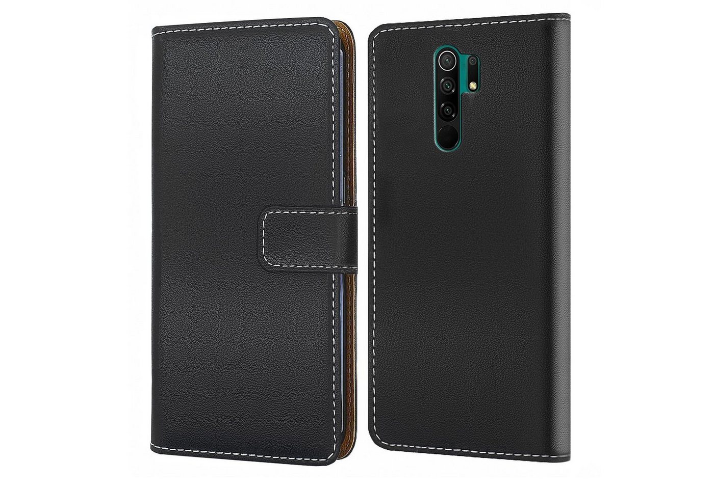 Numerva Handyhülle Bookstyle Handytasche für Xiaomi Redmi 9 / 9 Prime, Schutzhülle Klapphülle Flip Cover Schwarz von Numerva