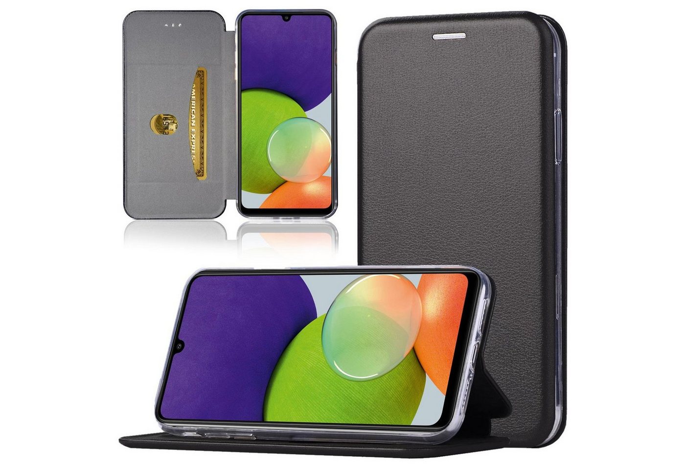 Numerva Handyhülle Handy Tasche Book Case für Samsung Galaxy A22 / A22 5G, Klapphülle Flip Cover Hardcover Schutz Hülle Etui von Numerva