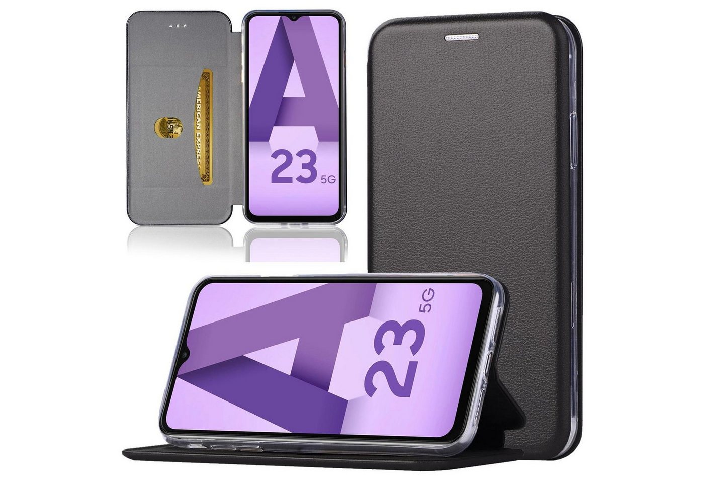 Numerva Handyhülle Handy Tasche Book für Samsung Galaxy A23 / A23 5G, Klapphülle Flip Cover Hardcover Schutz Hülle Etui von Numerva