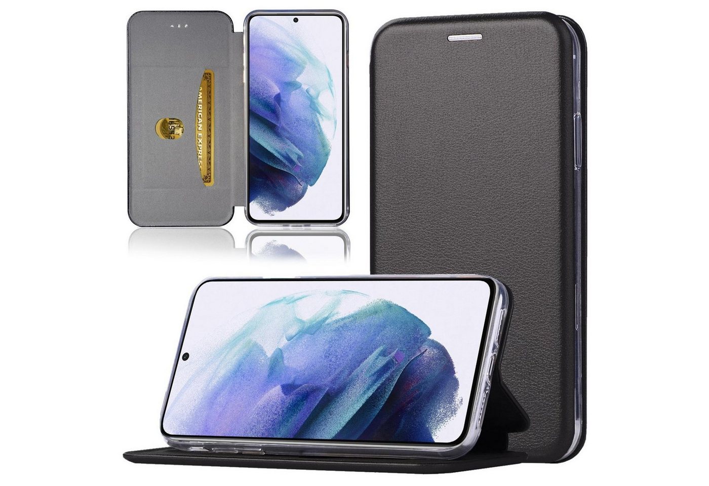 Numerva Handyhülle Handy Tasche Bookcase für Samsung Galaxy S22 Ultra, Klapphülle Flip Cover Hardcover Schutz Hülle Etui von Numerva