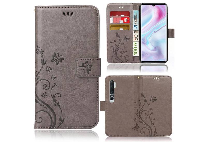 Numerva Handyhülle Handytasche für Xiaomi Mi Note 10 / Note 10 Pro, Bookstyle Flower Schutzhülle Klapphülle Flip Cover mit Blumenmuster von Numerva
