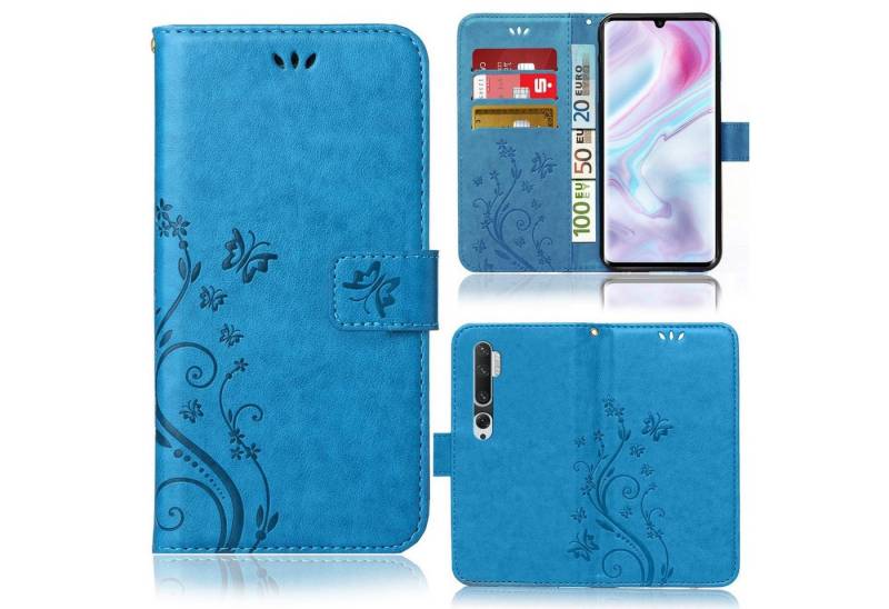 Numerva Handyhülle Handytasche für Xiaomi Mi Note 10 / Note 10 Pro, Bookstyle Flower Schutzhülle Klapphülle Flip Cover mit Blumenmuster von Numerva