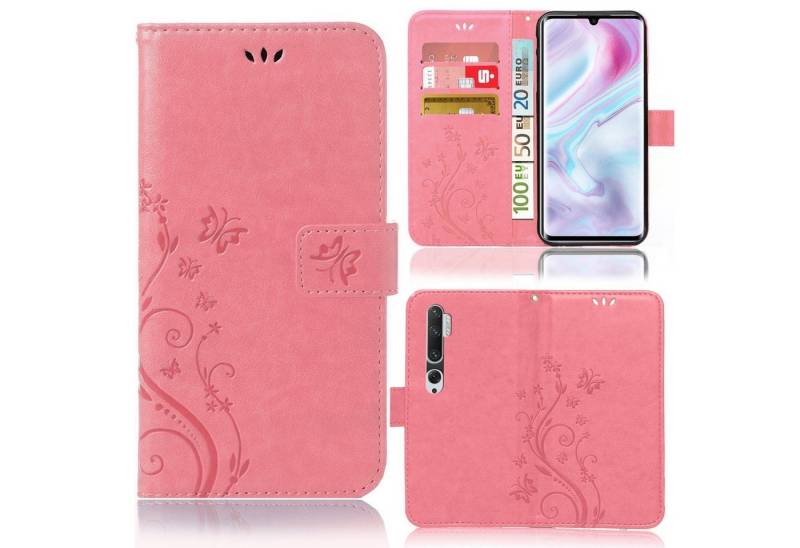 Numerva Handyhülle Handytasche für Xiaomi Mi Note 10 / Note 10 Pro, Bookstyle Flower Schutzhülle Klapphülle Flip Cover mit Blumenmuster von Numerva