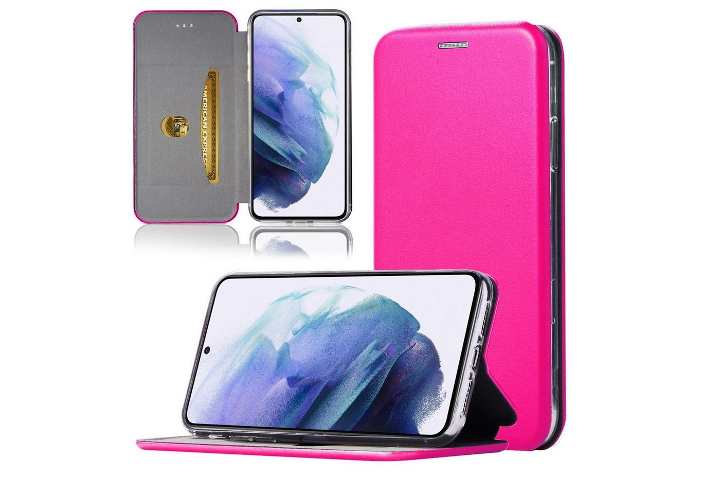Numerva Handyhülle Hard Cover Etui für Samsung Galaxy S21, Flip Cover Schutz Hülle Tasche von Numerva