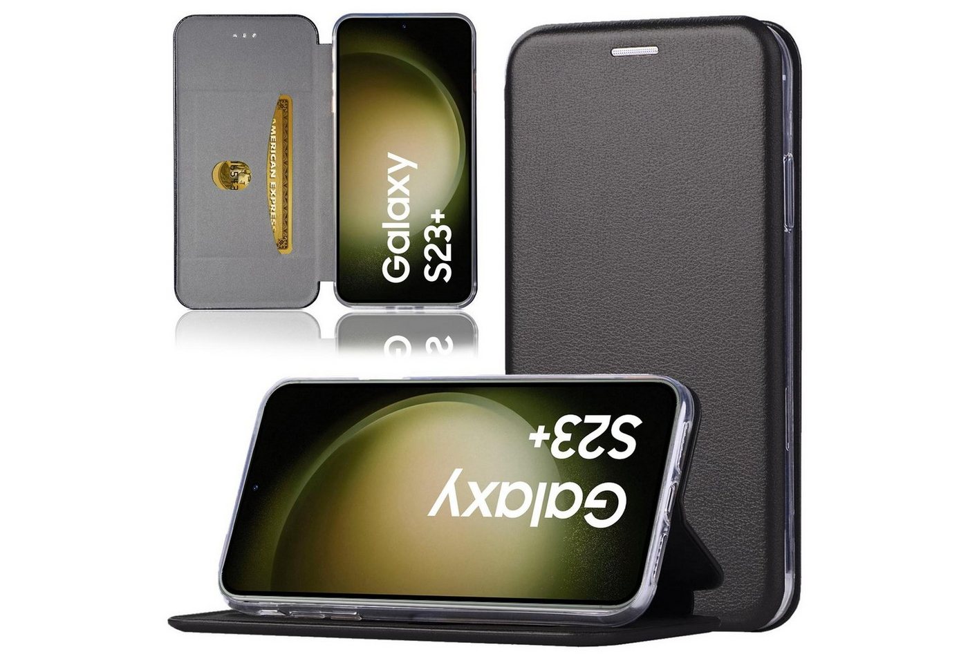 Numerva Handyhülle Hard Cover Etui für Samsung Galaxy S23 Plus, Flip Cover Schutz Hülle Tasche von Numerva