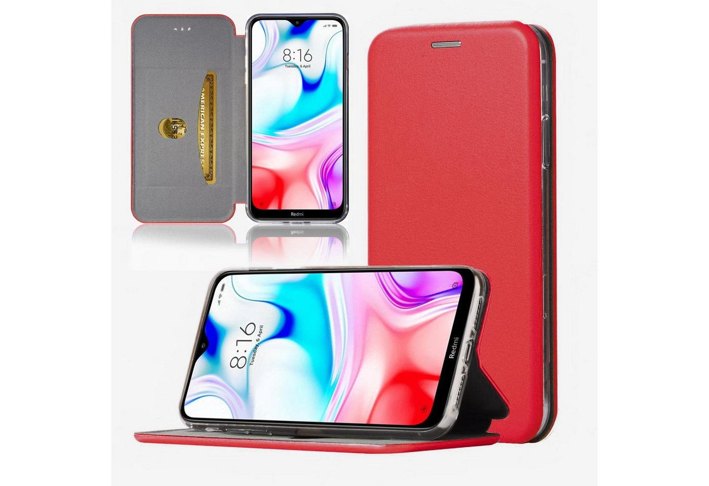 Numerva Handyhülle Hard Cover Etui für Xiaomi Redmi 8A, Flip Cover Schutz Hülle Tasche von Numerva