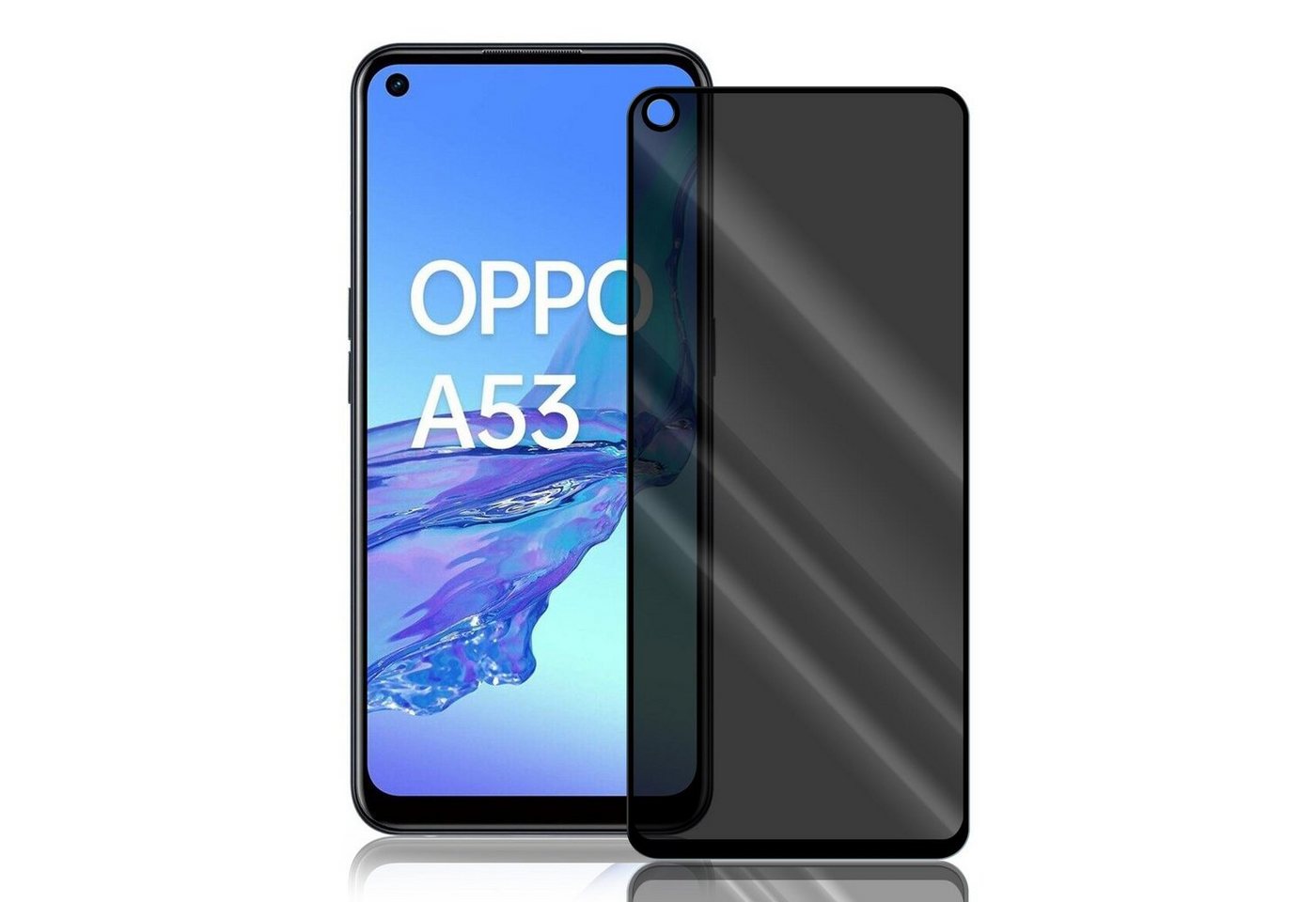 Numerva Schutzfolie Panzer Folie Echt Glas Folie für OPPO A53 / A53s, (1x Schutzfolie 2x Reinigungstücher), Anti Spy Schutzfolie Blickschutz Glasfolie Sichtschutzfolie von Numerva