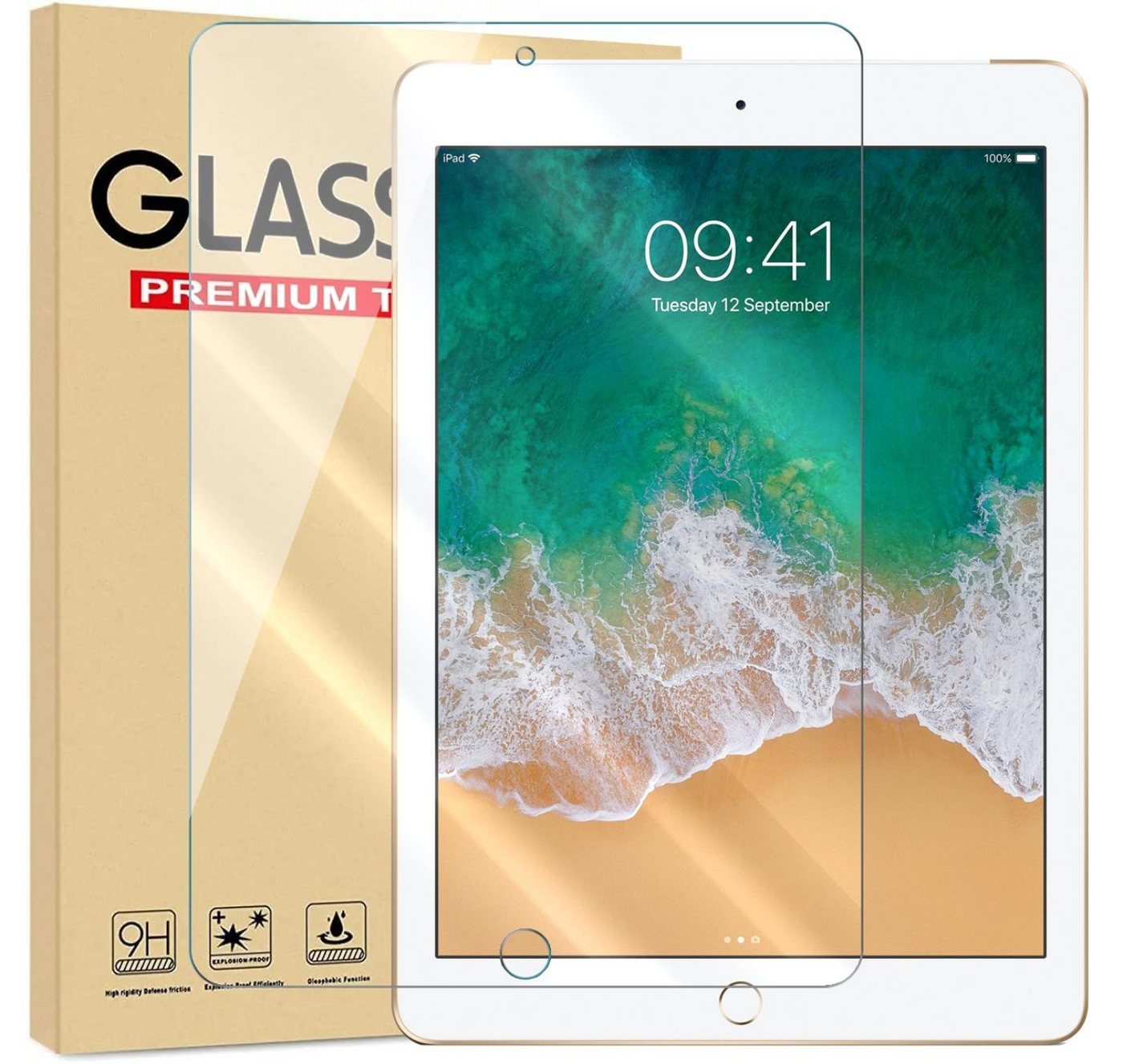 Numerva Schutzfolie Panzer Folie Echt Glas für Apple iPad mini 4 / 5, (Schutzfolie, 1x Schutzfolie 2x Reinigungstücher), Tablet Display Schutzglas Folie Echt Glas Folie 9H von Numerva