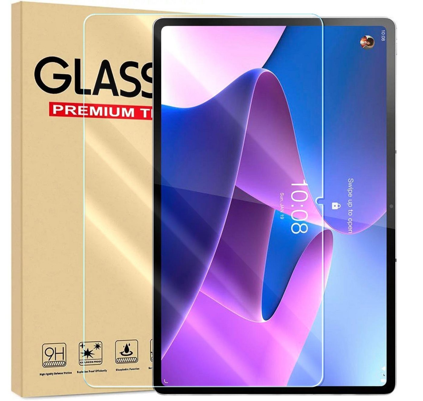 Numerva Schutzfolie Panzer Folie Echt Glas für Lenovo Tab P12 Pro, (Schutzfolie, 1x Schutzfolie 2x Reinigungstücher), Tablet Display Schutzglas Folie Echt Glas Folie 9H von Numerva