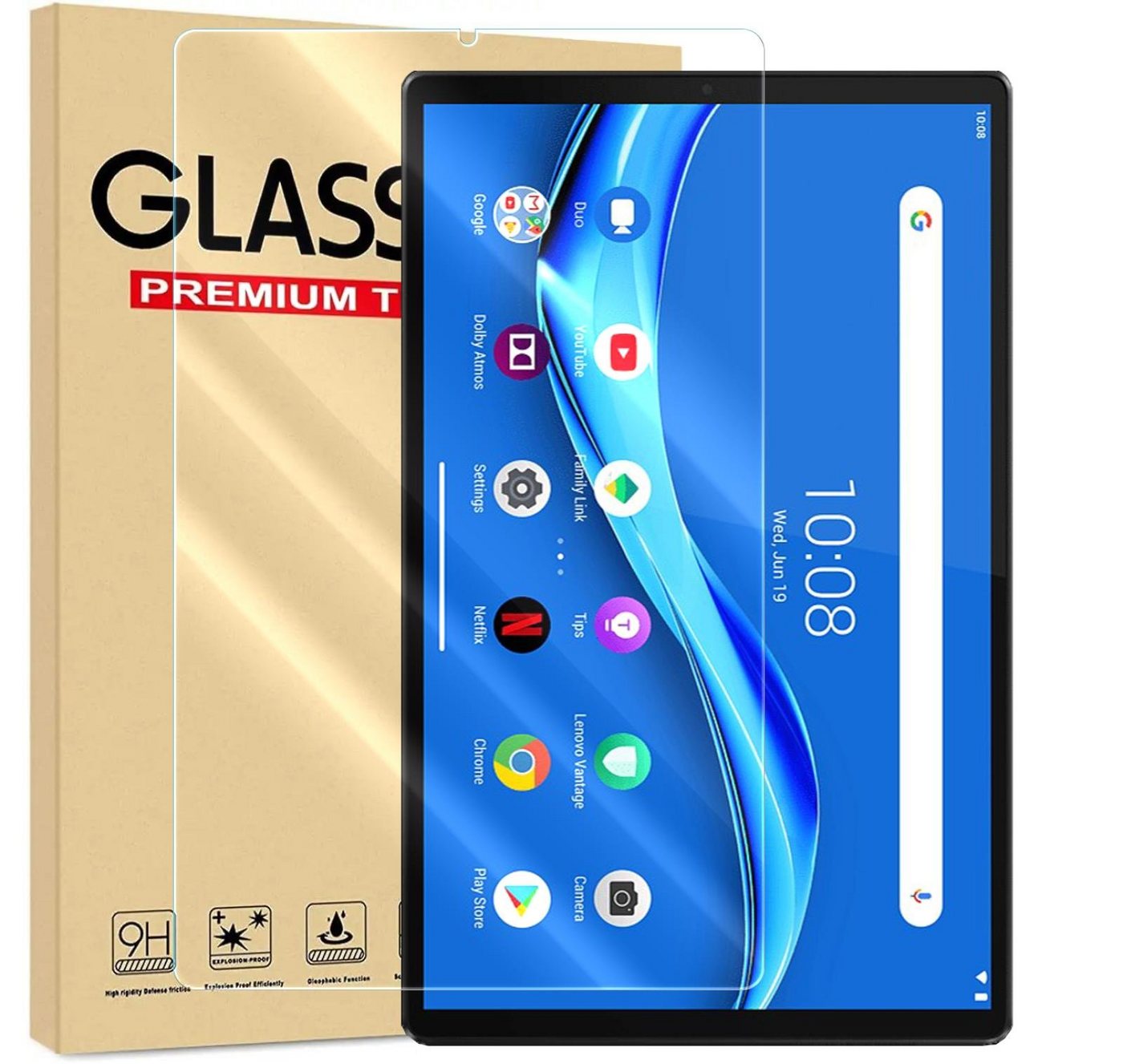 Numerva Schutzfolie Panzer Folie für Lenovo M10 HD REL / X605 FC, (Schutzfolie, 1x Schutzfolie 2x Reinigungstücher), Tablet Display Schutzglas Folie Echt Glas Folie 9H von Numerva