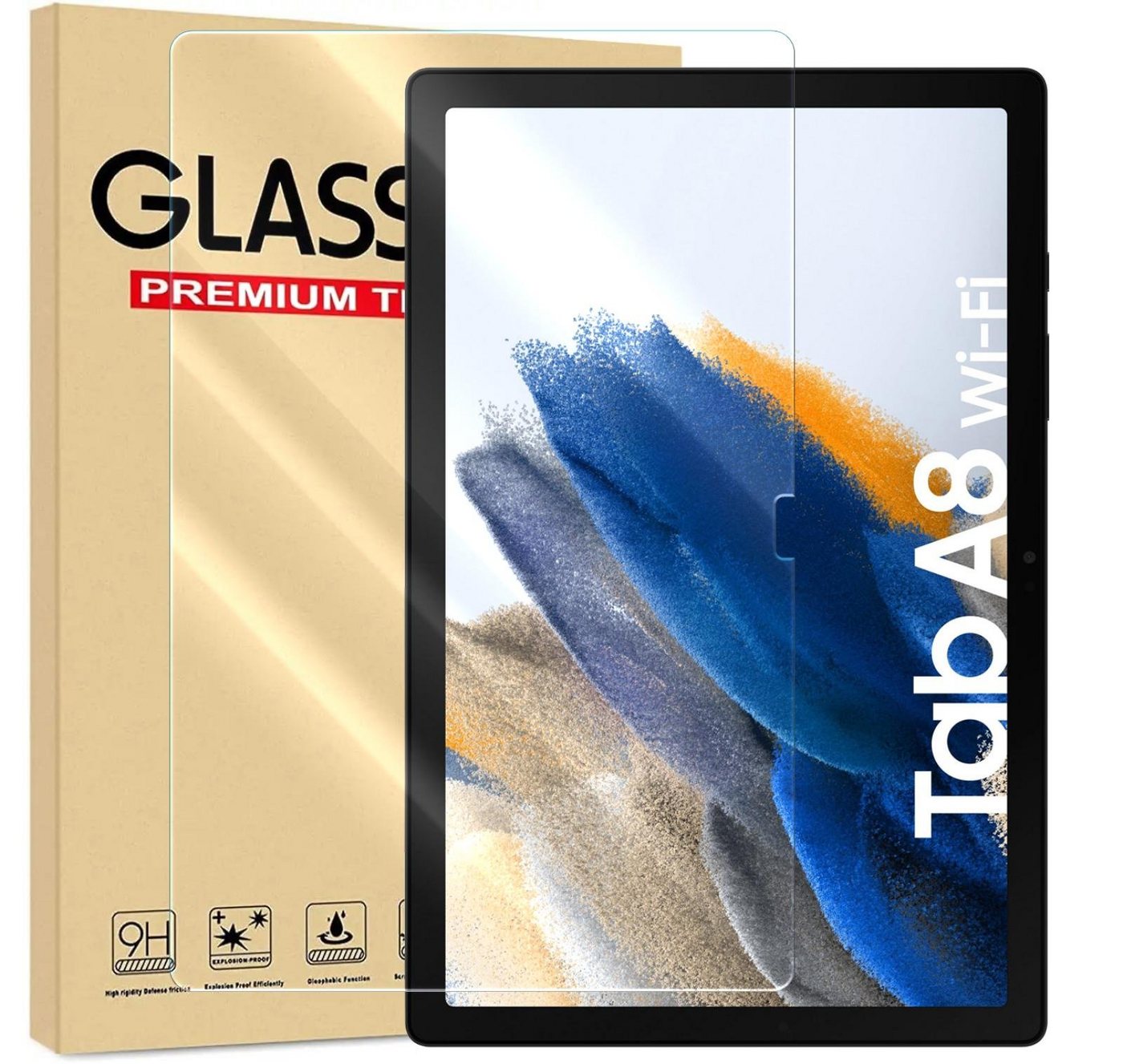 Numerva Schutzfolie Panzer Folie für Samsung Galaxy Tab A8 10.5 2021, (Schutzfolie, 1x Schutzfolie 2x Reinigungstücher), Tablet Display Schutzglas Folie Echt Glas Folie 9H von Numerva