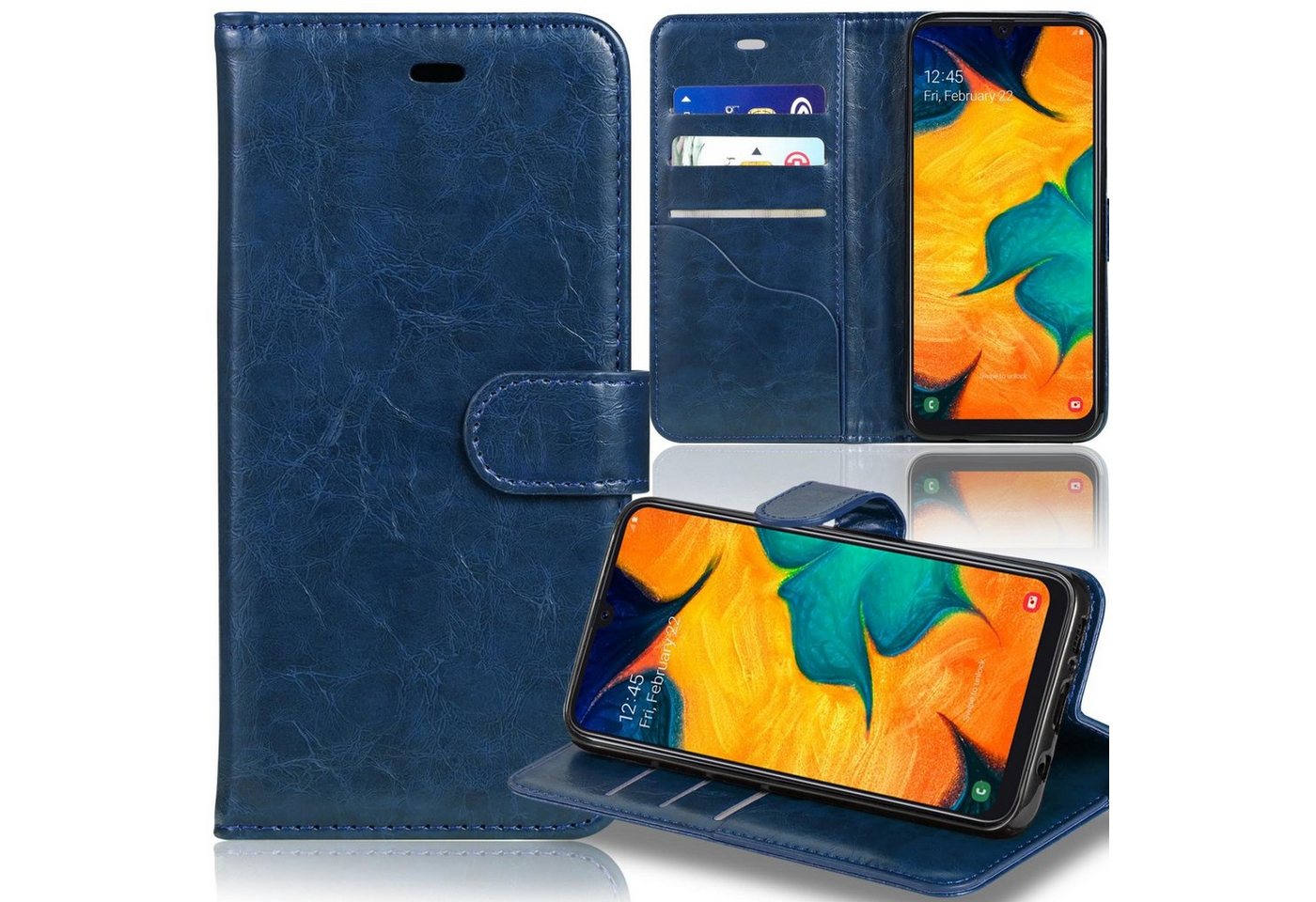 Numerva Smartphone-Hülle Bookstyle Wallet für Samsung Galaxy A30, Handy Tasche Schutz Hülle Etui Flip Cover von Numerva