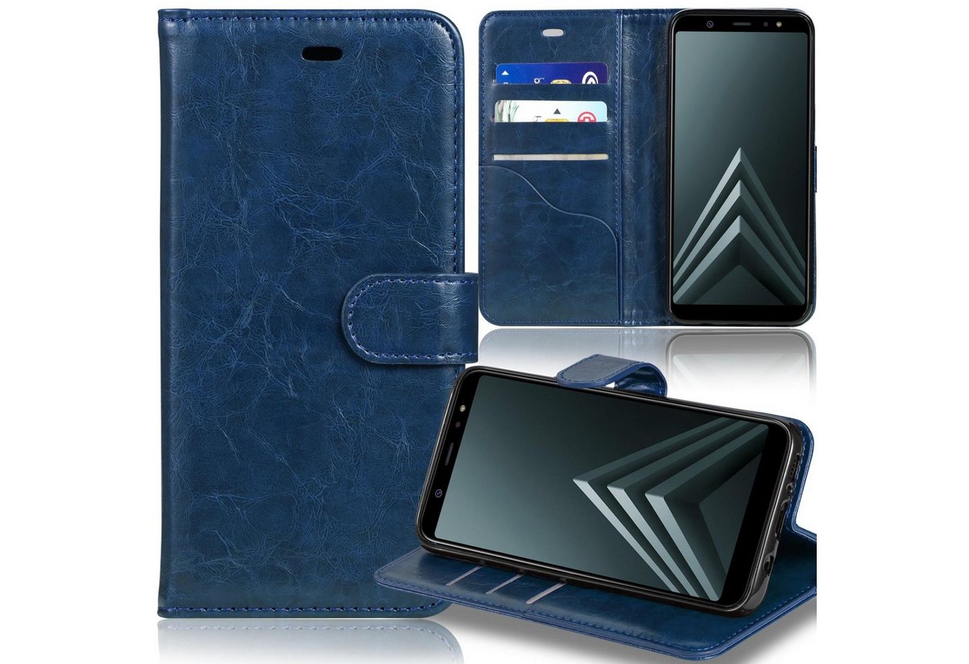 Numerva Smartphone-Hülle Bookstyle Wallet für Samsung Galaxy A8 Plus (2018), Handy Tasche Schutz Hülle Etui Flip Cover von Numerva